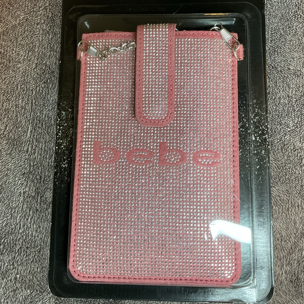 Bebe Leather + Bling Crossbody Phone Bag in Pink and white & Coral New & Sealed - Picture 11 of 11